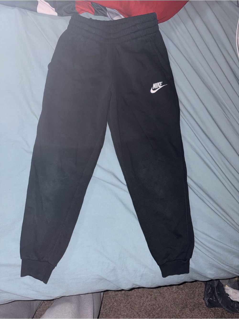 Nike Black Jogger Sweatpants with White Logo - Kids